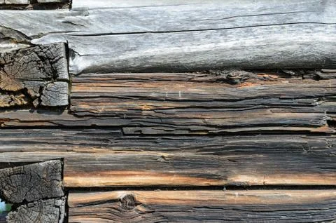 Dark Rustic House Log Wall Stock Photos