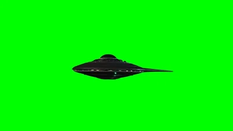 Dark saucer spacecraft flying for alien abduction green screen 4K Stock Footage 336916483