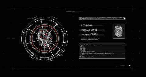 Dark scanning interface with map and charts Stock Footage 194262900