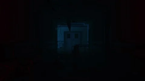 Dark, scary corridor with overturned beds and objects from the psychiatric .. Stock Footage 251717881