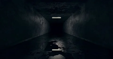 dark scary tunnel black background. unde... | Stock Video | Pond5