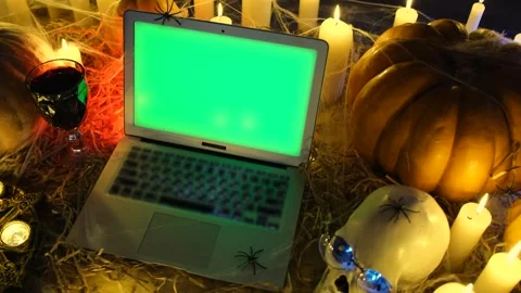 Dark scary vampire crypt, Halloween party, technology and social media Stock-Footage 250521789