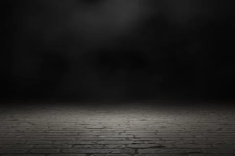Dark scene with smoke background. 3D rendering. Stock Illustration