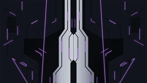 Dark sci-fi background with purple glowing neon lines Vídeo Stock 348198675