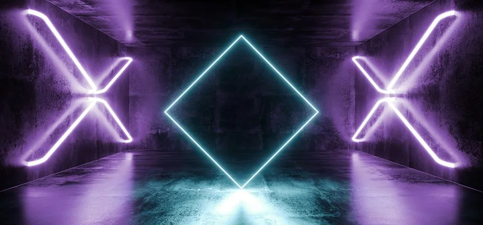 Dark Sci Fi Futuristic Virtual Reality Stage Empty Hall Garage Hall Room Tunn Stock Illustration