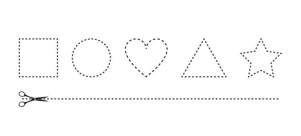 Dark Scissors icon . Cut out dashed or dotted lines and scissors . Different  Illustrazione stock