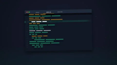 Dark Screen with Glowing Code Lines - Programming, Development, Technology .. Stock Footage 348411919
