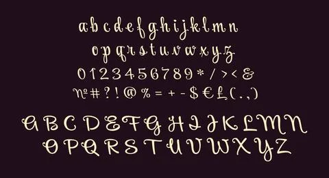 Dark script alphabet set Stock Illustration