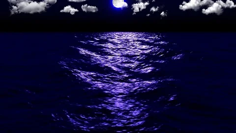 Dark Sea Moonlight Clouds Stock Footage 81206152