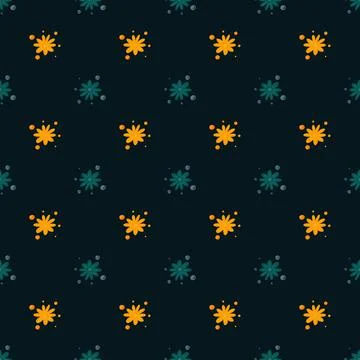 Dark seamless abstract nature pattern with meadow chamomile flowers print. Bl Stock Illustration