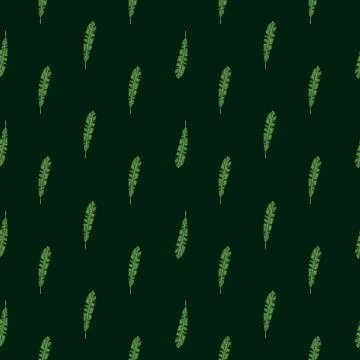 Dark seamless abstract nature pattern with botany tropic leaf elements. Black Stock Illustration