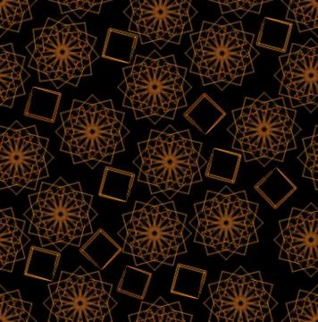 Dark seamless background with orange star patterns Illustrazione stock