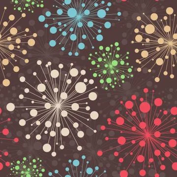 Dark seamless decorative pattern, abstract flowers Illustrazione stock