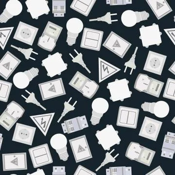 Dark seamless pattern of electricity Stock Illustration