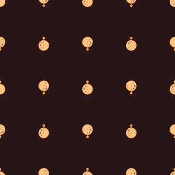 Dark seamless pattern with little orange timer silhouettes print. Brown backg Stock Illustration