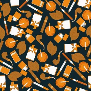 Dark seamless pattern of smoking accessories Stock Illustration