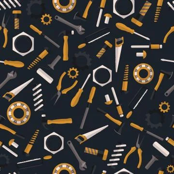 Dark seamless pattern tools Stock Illustration