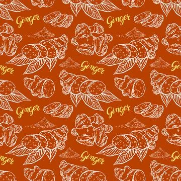 Dark seamless sketch ginger Stock Illustration