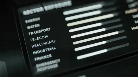 Dark sector exposure panel compares horizontal risk bars Stock Footage 343359766