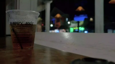 Dark seedy Key West Bar Drink Bokeh Stock Footage 89820861