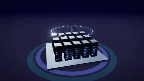 Dark server pod holographic data orbit animation Stock Footage 339334646