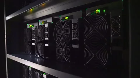 Dark server Room with computers for crypto mining Stock Footage 205002255