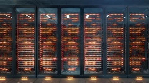 Dark Server Room Video stock 133538511