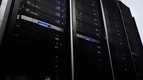 Dark server room. Working Data Center. Stock Footage 105123575