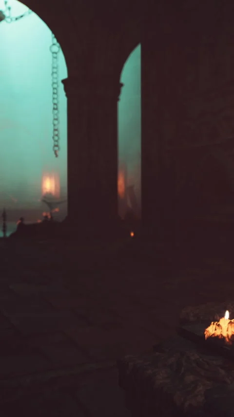 Dark setting with mysterious light sources and unclear background elements Stock Footage 339412691