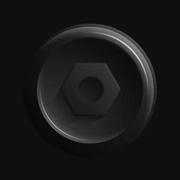 Dark Settings Icon. 3D Design for Isolated Button Stock Illustration