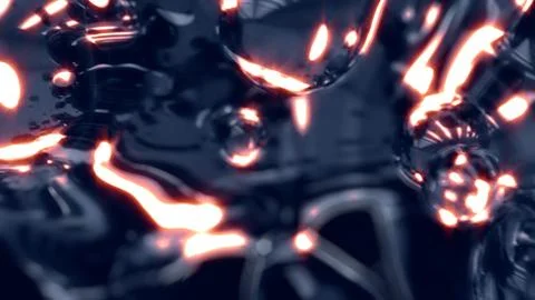 Dark shadow gray translucent fluid metaspheres glowing red on blackness 스톡 일러스트