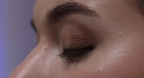 Dark shadow on the upper eyelid Stock Footage 149249535