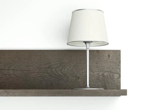Dark shelf on the wall with lamp Stock Illustration
