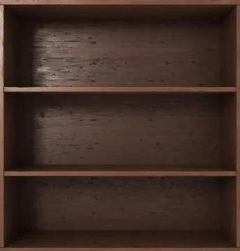 Dark shelves with three sections isolated on white background Illustrazione stock