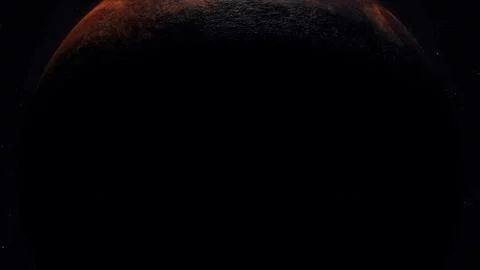 Dark side of Mars Planet on black screen. The red planet Stock Illustration