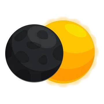 Dark side of the moon partially covering the sun during eclipse Ilustração Stock