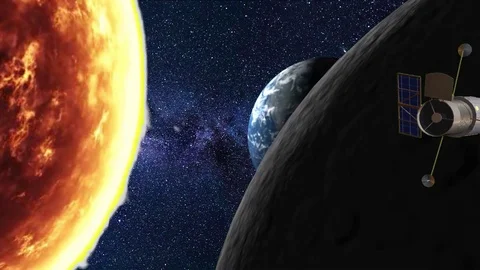 Dark side of moon satellite Stock Footage 86237080