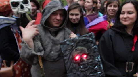 The Dark Side: orcs, goblins, undead with magick book. Stock-Footage 40537591