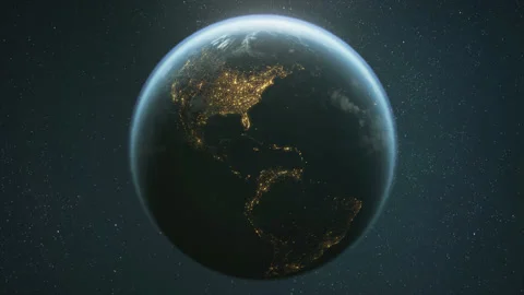 The dark side of planet Earth, a view of the glowing cities of Europe. 스톡 동영상 144728469