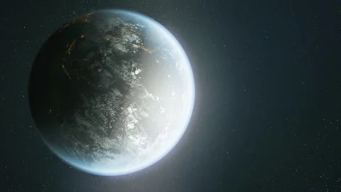 The dark side of planet Earth, a view of the glowing cities of Europe. 스톡 동영상 144750531