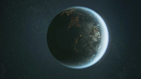 The dark side of planet Earth, a view of the glowing cities of Europe. 스톡 동영상 144762383