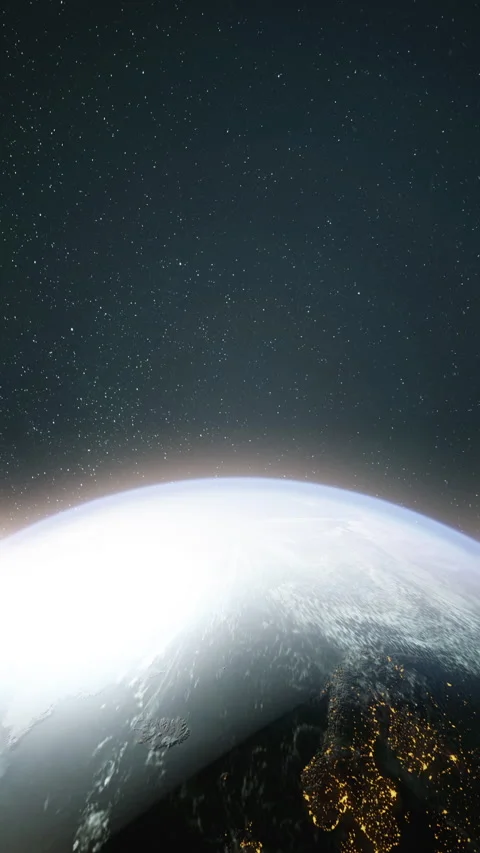 The dark side of planet Earth, a view of the glowing cities of Europe Vídeo Stock 144881291