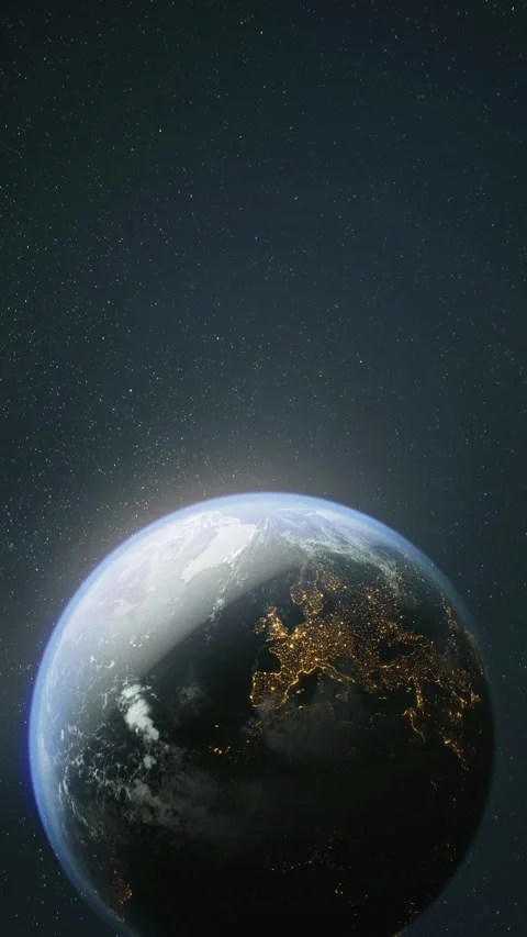The dark side of planet Earth, a view of the glowing cities of Europe Vídeo Stock 144881299