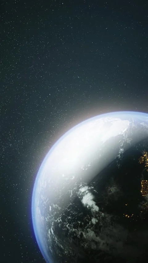 The dark side of planet Earth, a view of the glowing cities of Europe Vídeo Stock 144882105