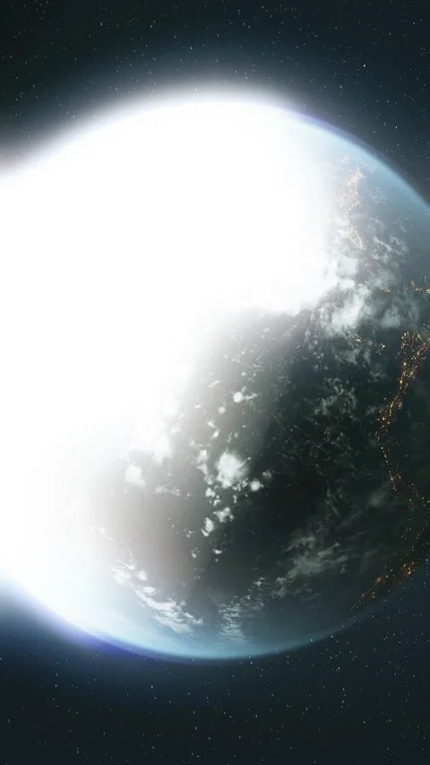 The dark side of planet Earth, a view of the glowing cities of Europe Vídeo Stock 144882864