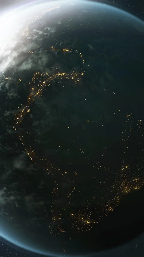 The dark side of planet Earth, a view of the glowing cities of Europe Vídeo Stock 144882940