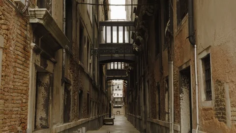 DArk side of  Venice. View from the street. Stock Footage 107548726