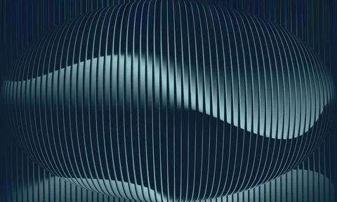 Dark Silver Abstract 3D Background with Vertical Ribbed Texture and Wavy Me.. 스톡 일러스트