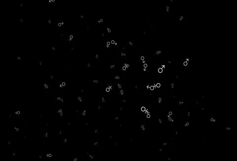 Dark silver, gray vector pattern with gender elements. Illustrazione stock