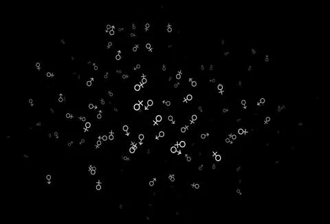 Dark silver, gray vector pattern with gender elements. 스톡 일러스트